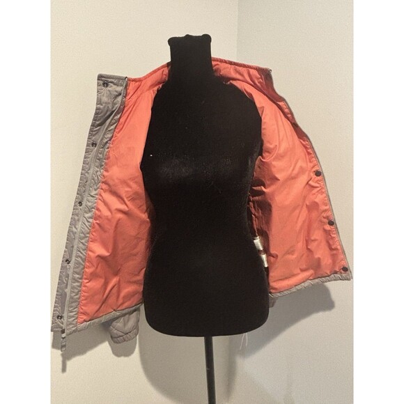 PATAGONIA Light Gray Orange Diamond Quilt Puffer Down Short Jacket Girls Kids XL - Picture 5 of 10